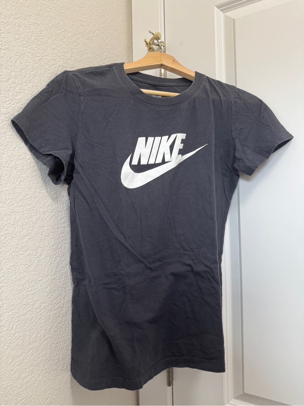 Nike Black Tee with White Swoosh Logo